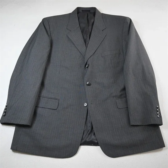 Kilburne & Fitch 48L 42x32 Gray Striped Mens Jacket Pants Suit
